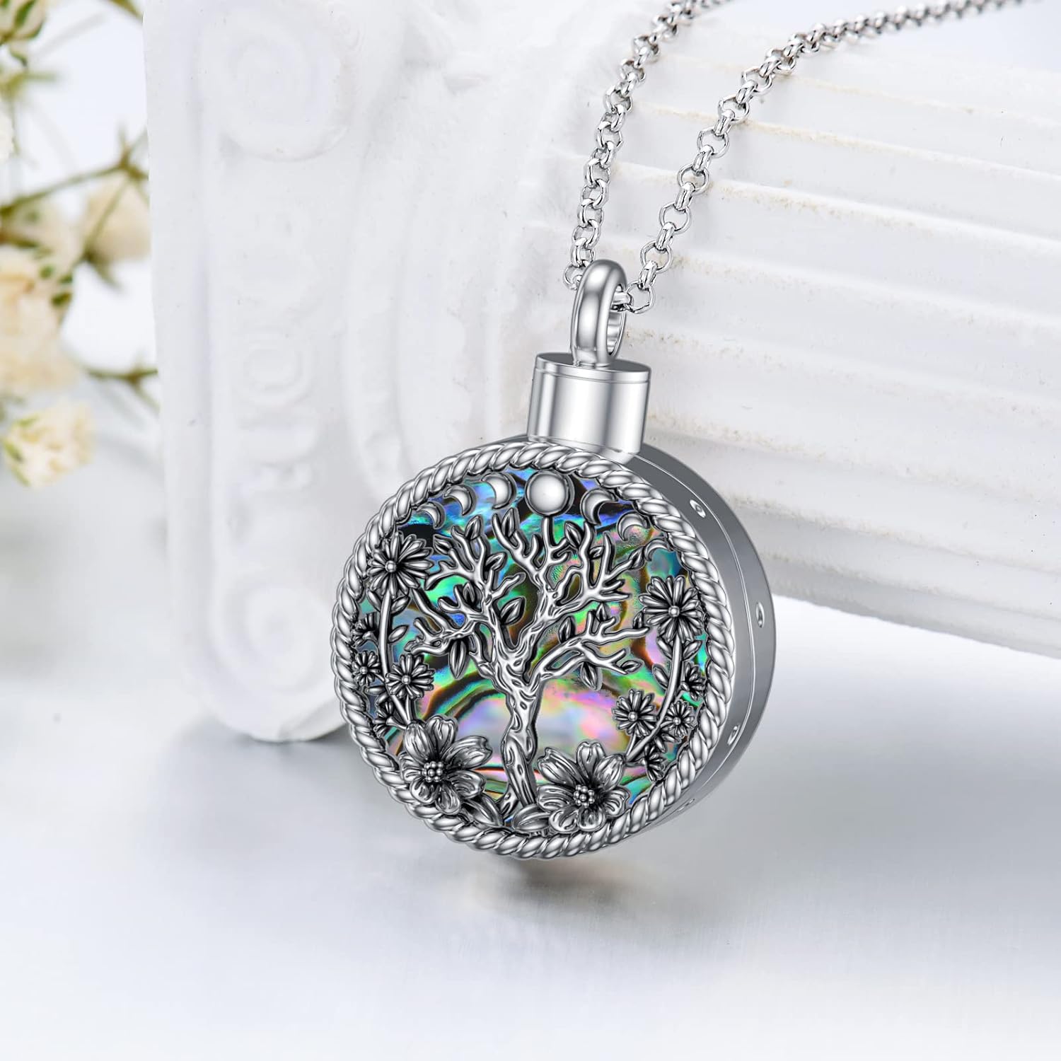 PELOVNY Urn Necklaces for Ashes of Loved Ones 925 Sterling Silver Personalized Heart Locket Urn Necklace Cremation Keepsake Memorial Jewelry Gifts for Women Men - Image 2