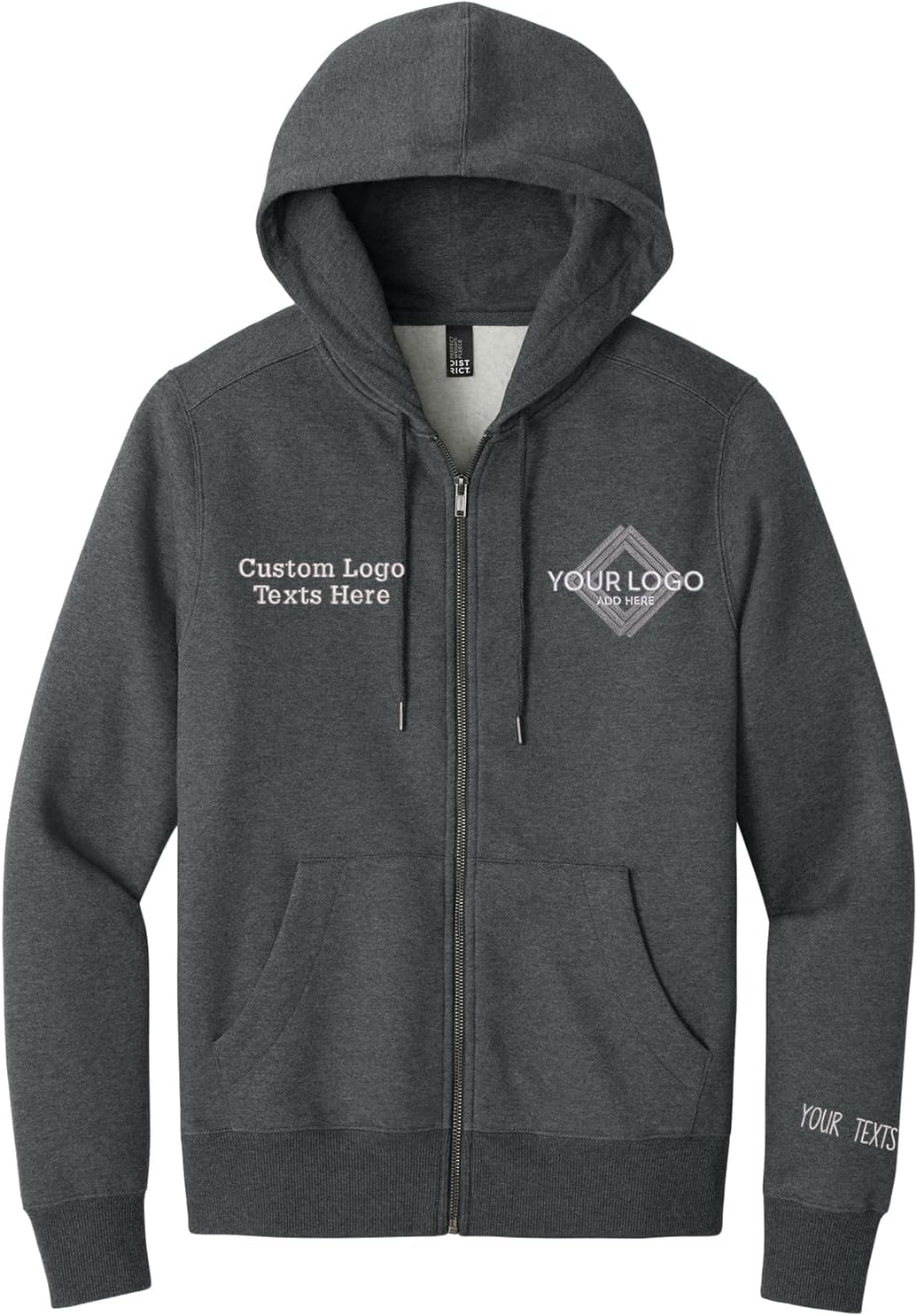 Ink Stitch Men Dt1103 Custom Embroidery Logo Texts Perfect Weight Fleece Hoodie Zip Ups