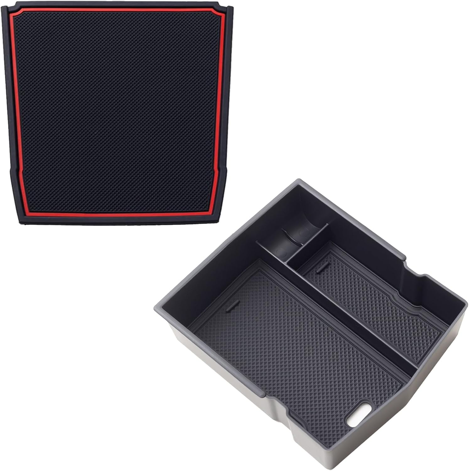 JKCOVER Dashboard Mat Red and Upgraded Design Center Console Organizer Tray Compatible with Subaru Forester 2024 2023 2022 2021 2020 2019