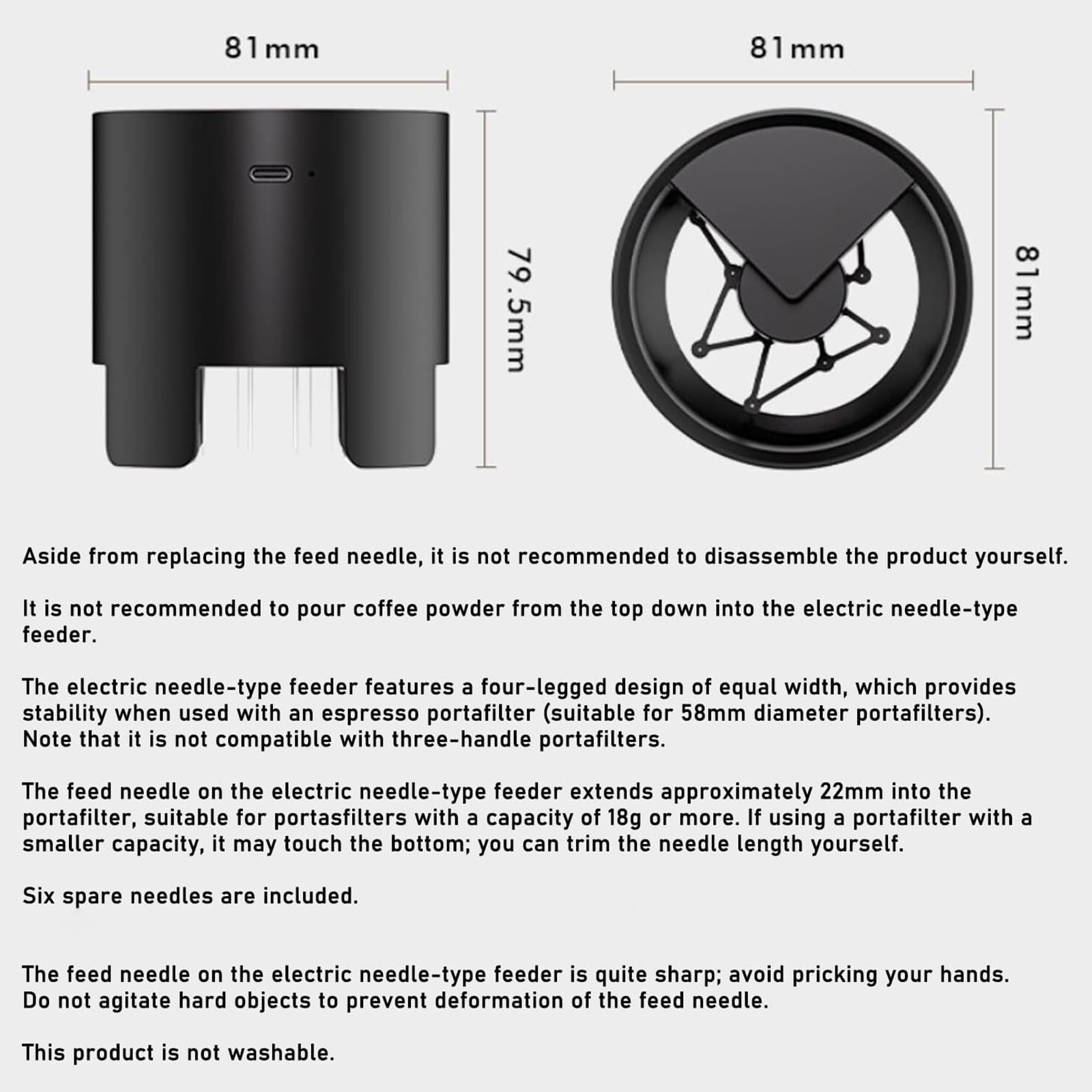 Distributore di caffè elettrico, 58 mm, agitatore espresso con 12+6 aghi, rotazione avanti/indietro, arresto automatico, compatibile con portafiltri dritti
