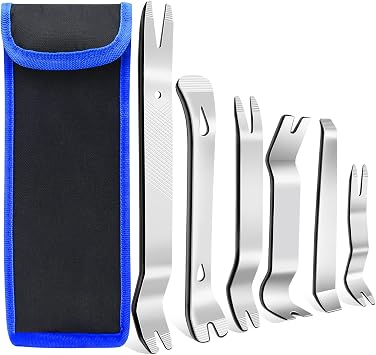 6PCS Trim Removal Tool ,Metal Pry Tool Auto Trim Tools Car Interior Audio Installation Fastener Remover Car Panel Removal Tool