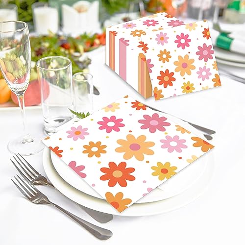 Miniatura 7 de 60 servilletas de papel de margaritas Groovy Daisy Boho Servilletas de cena desechables de margarita flor decorativa Servilletas de fiesta para baby