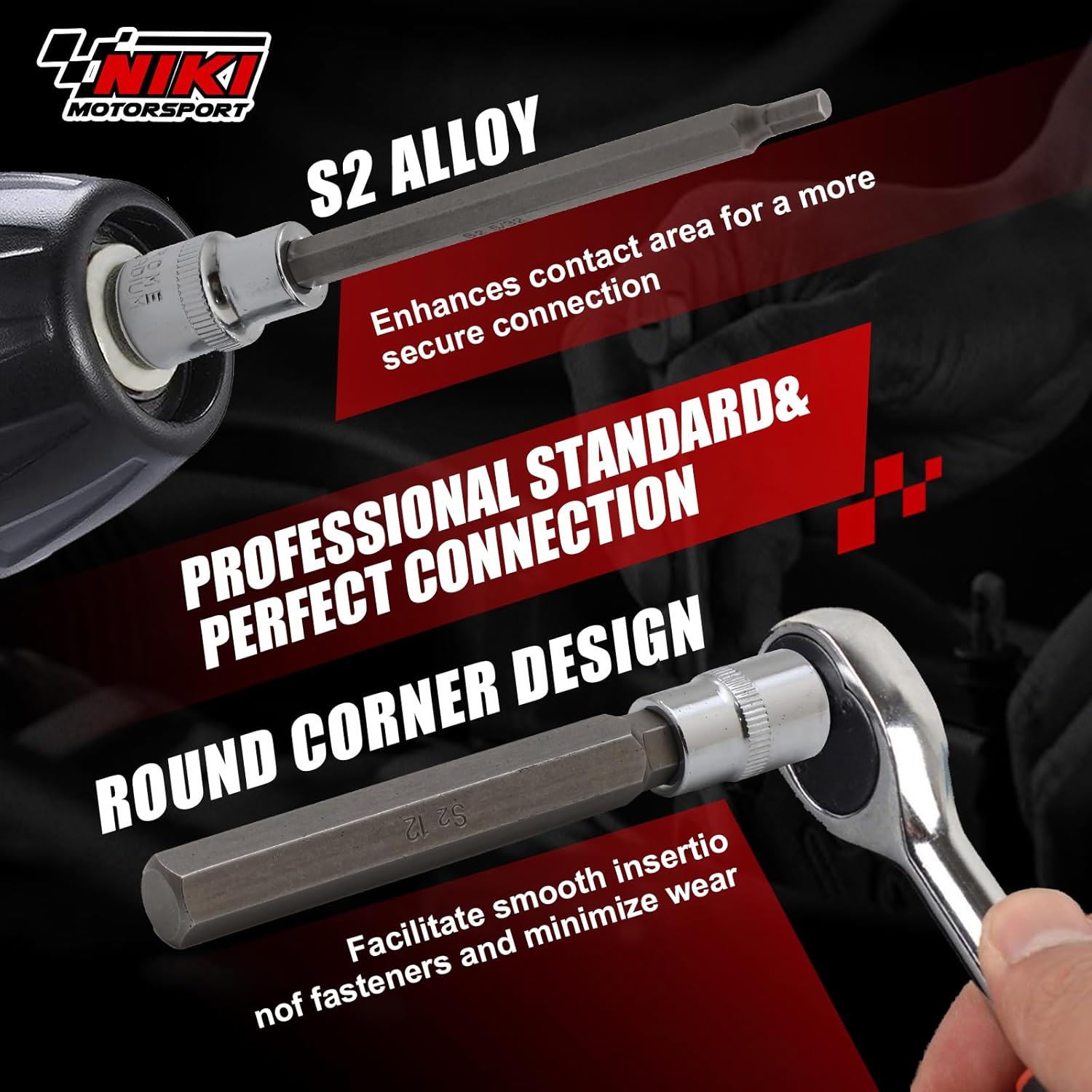 Extra-Long Allen Hex Bit Socket Set,20-Piece 3/8 Inch Drive,Standard SAE & Metric (1/8-Inch - 7/16-Inch, 3-12mm) for Repair and Assembly (Black)