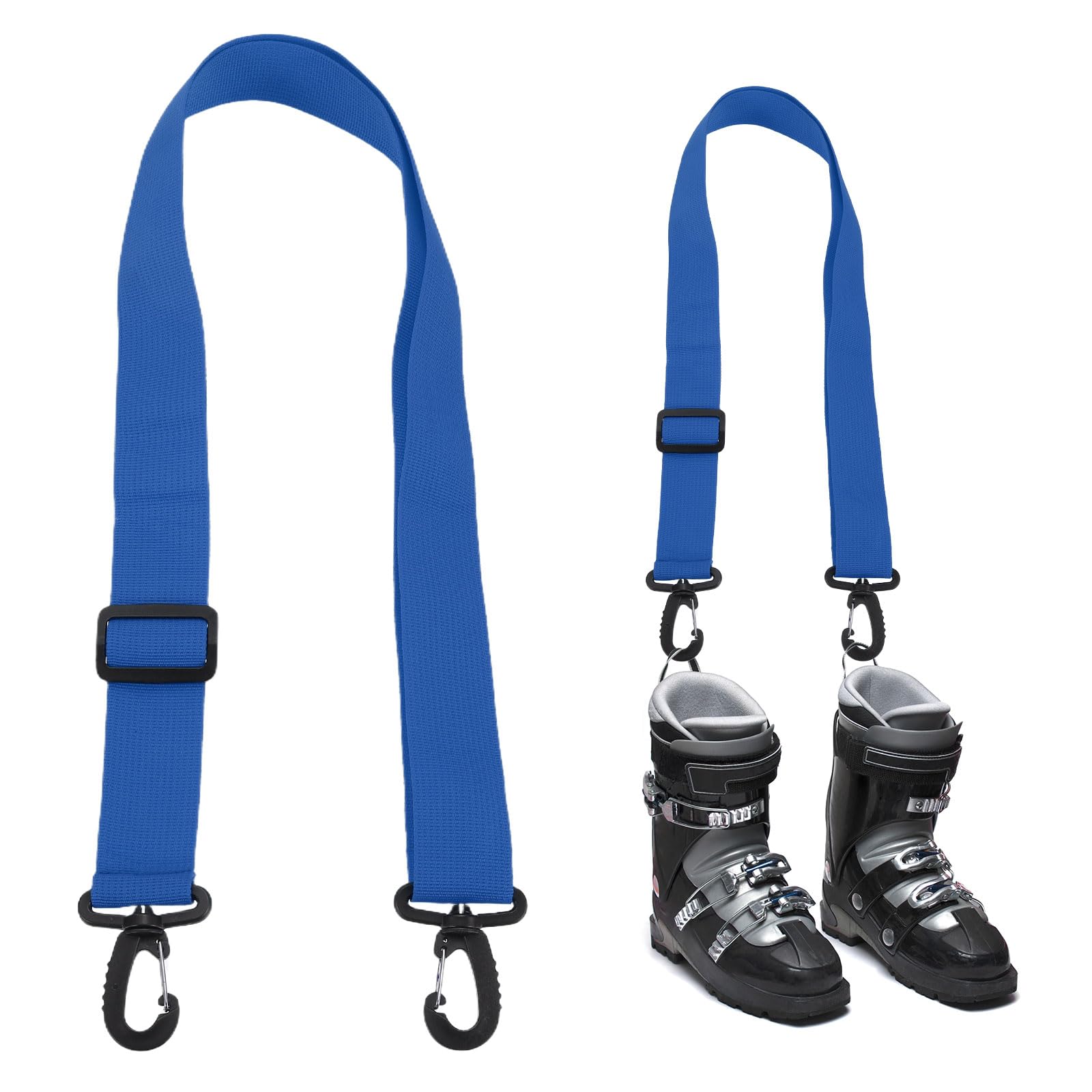 TIXIPEM Ski Boot Carrier Strap - Adjustable Snowboard Boots Carrying Strap Shoulder Sling Tote Leash Use for Men & Women Skates - [Blue-38mm] Effortlessly Transport Ski Equipment