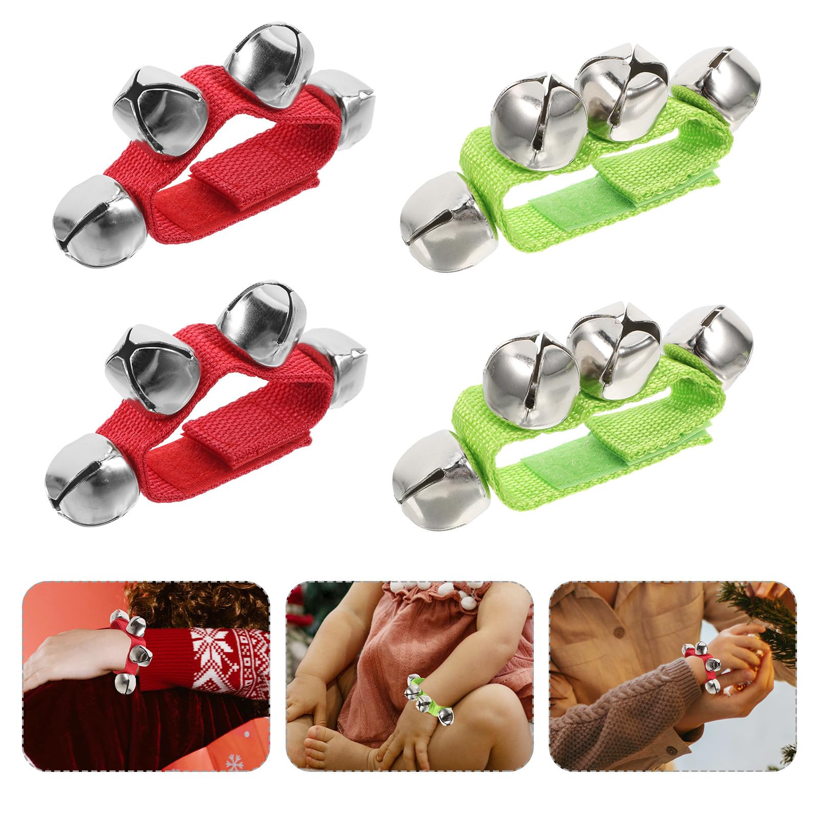 24 Pezzi Bracciale Campanellini Natalizi per Metallo | Suono al Movimento del Polso, Adatto a Ragazzi, Colori Rosso e Verde, per Carnevale e Feste