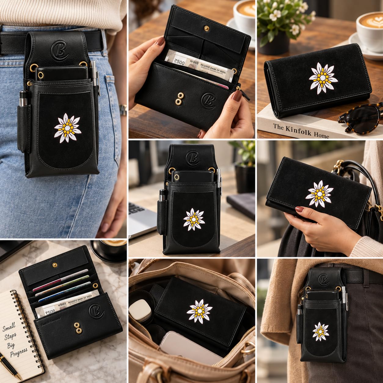 Bianci Juego de cartera de camarero con funda para camarero con compartimento para monedas, compartimentos para billetes y soporte para bolígrafos, monedero de servicio con riñonera para gastronomía y