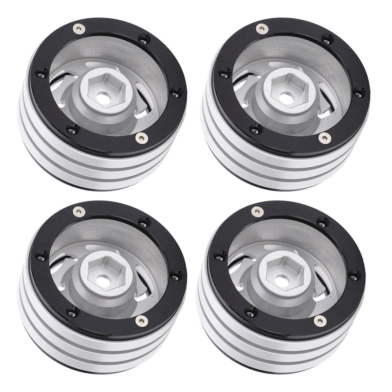 SUNGOOYUE Opony do Zdalnie Sterowanego Samochodu, Piasta Koła ze Stopu Aluminium 1,9 Cala, Solidna Konstrukcja, Zwiększona stabilność, Doskonałe do Modeli Gąsienicowych w Skali 1/10 (SILVER)