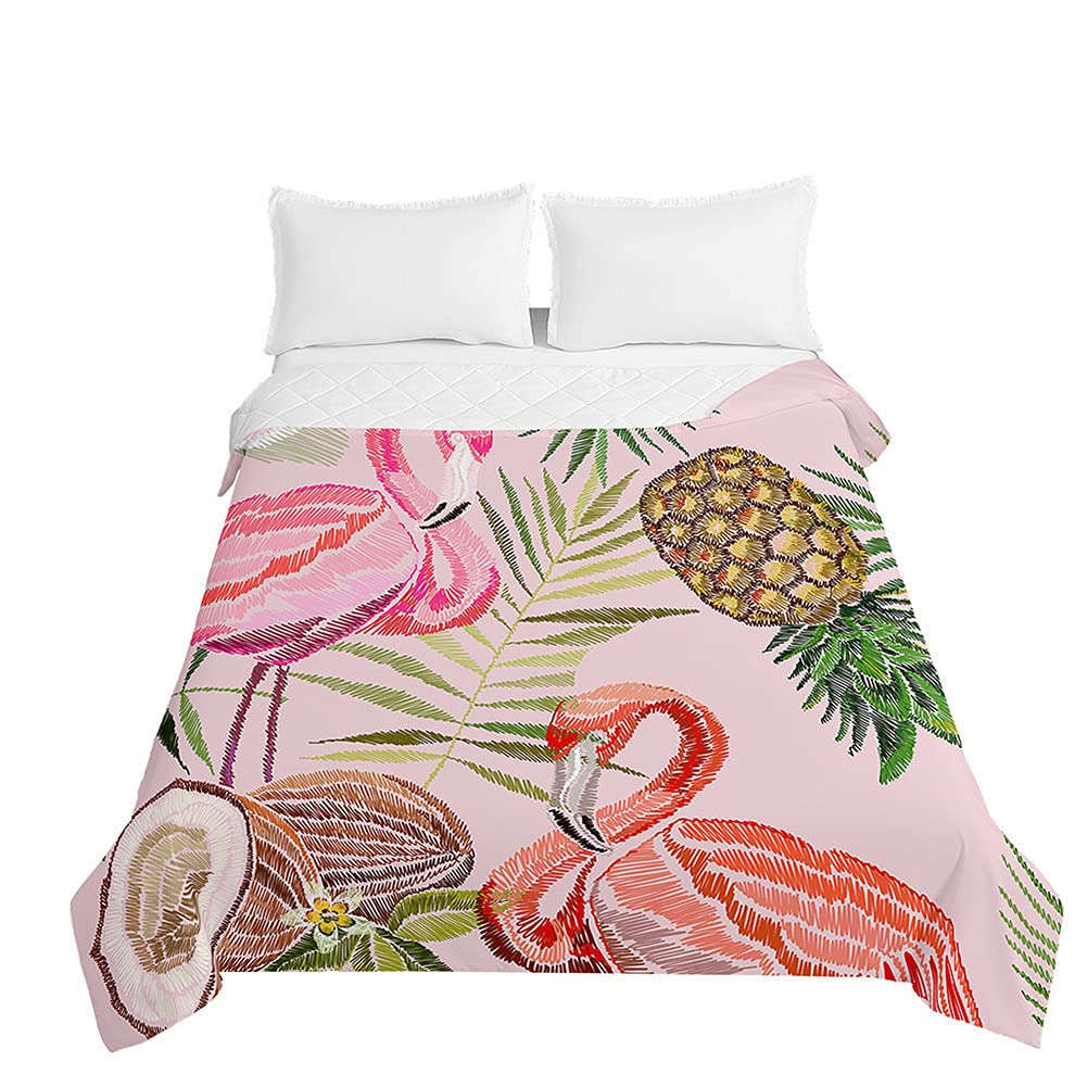 Cubrecama de verano tropical con flamencos para noches frescas