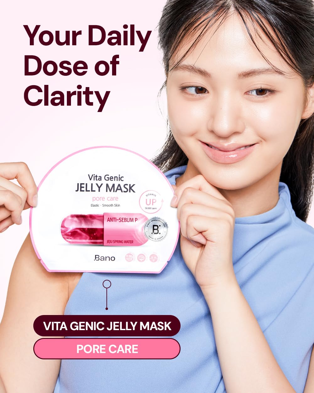 Vita Genic Jelly Face Pore Care Mask 10EA – Hydrating Sheet Mask for Sensitive Skin, Korean Glass Skin Care with Spring Water, Vitamin C and Niacinamide, Sebum Control, Fragrance-Free - Image 2