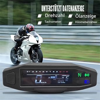 KAOLALI Universal Motorcycle Digital Speedometer LCD Display Carburetor Odometer Sensor