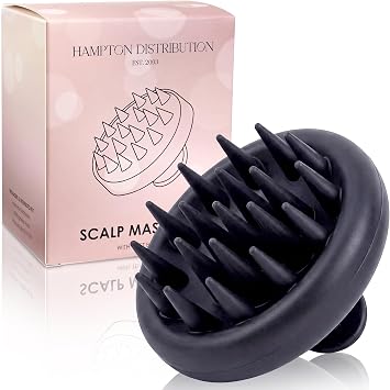 Black Silicone Scalp Massager & Shampoo Brush, Heavy-Duty Scalp Scrubber