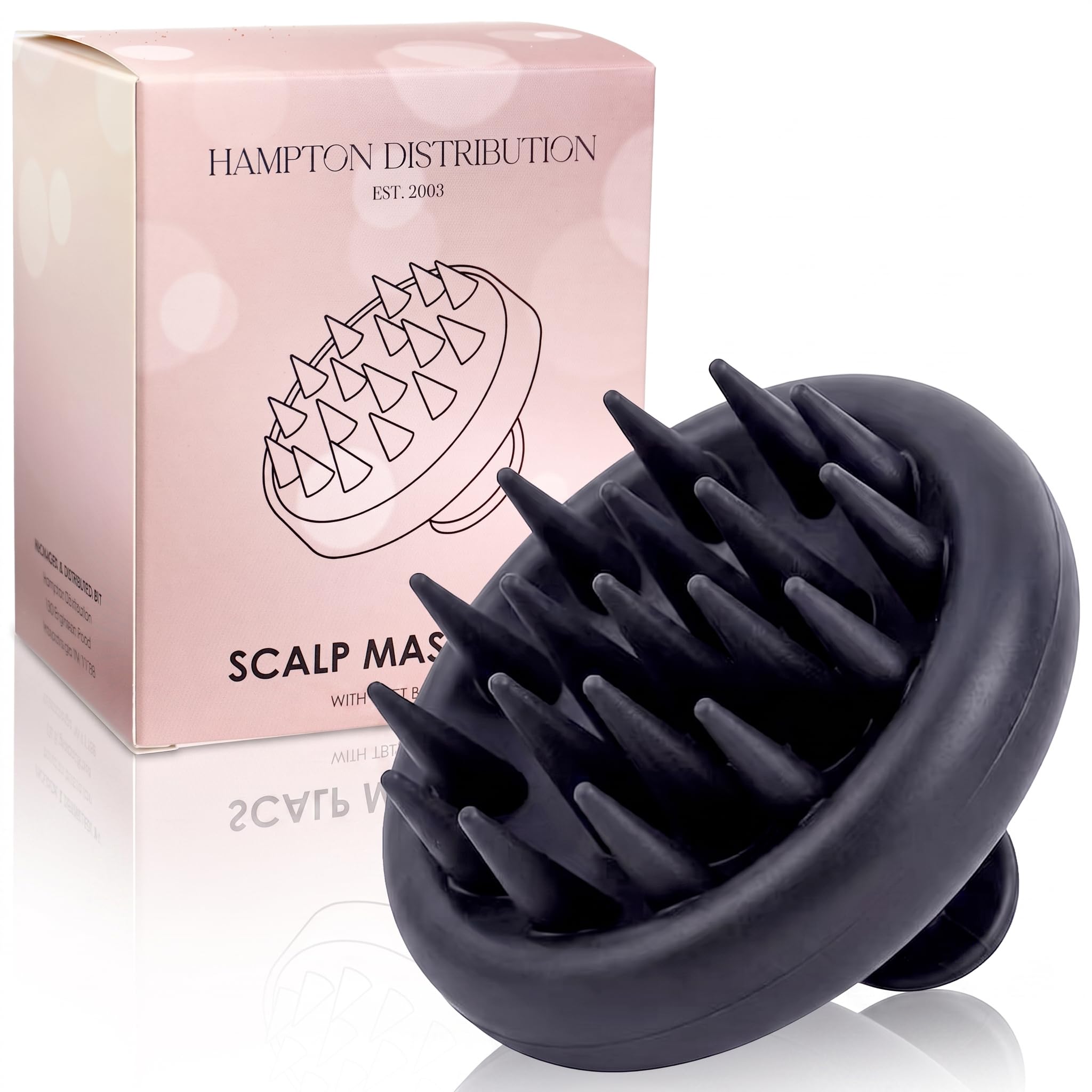 Black Silicone Scalp Massager & Shampoo Brush, Heavy-Duty Scalp Scrubber