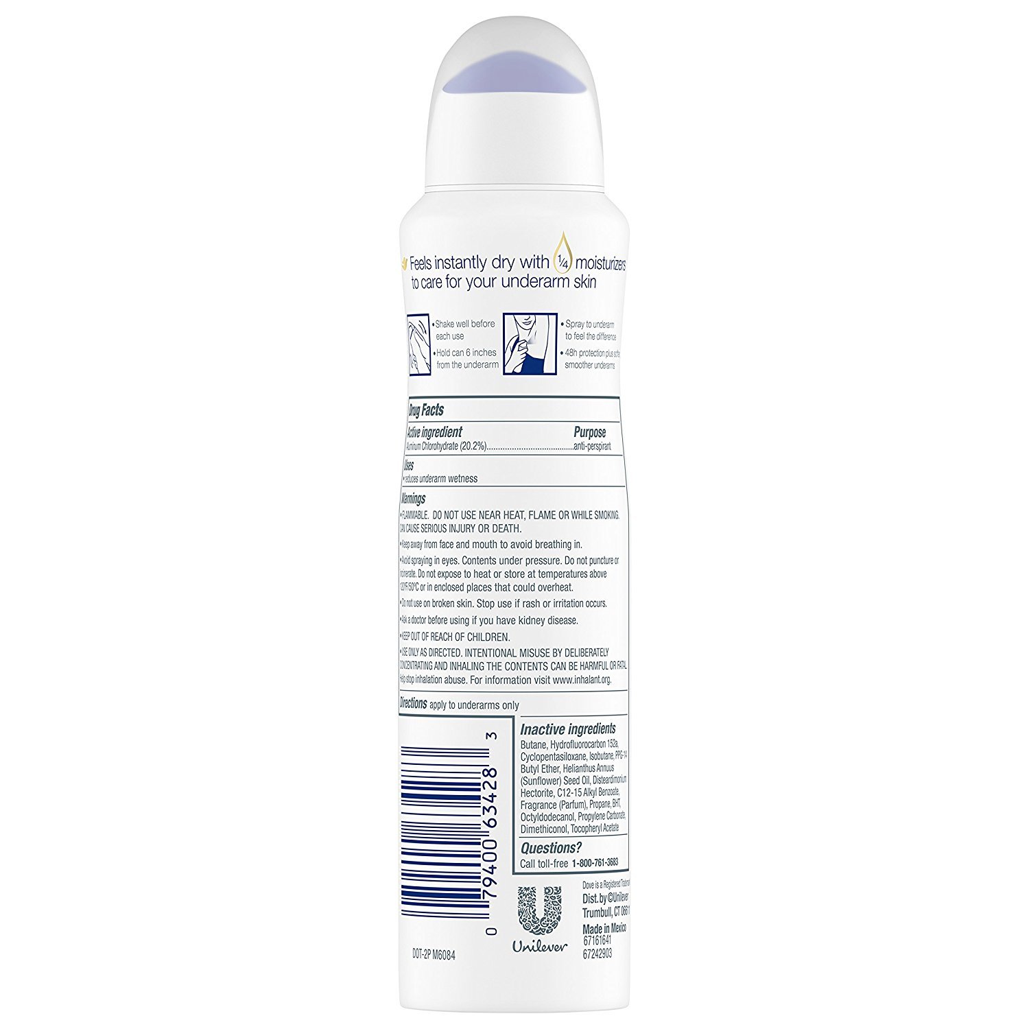 Antitranspirante en aerosol seco, invisible, puro fresco, peso neto, 3.77 oz por lata, paquete de 3 latas 3