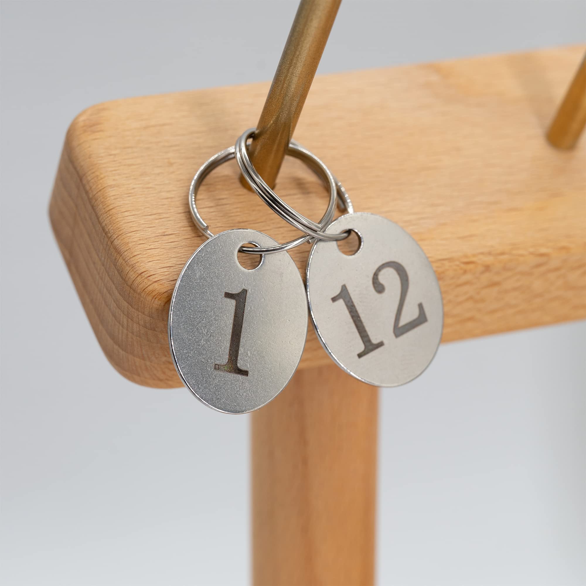 Oval Stainless Steel Number Tags Key Tags with Key Rings (1-25), Silver - Image 4