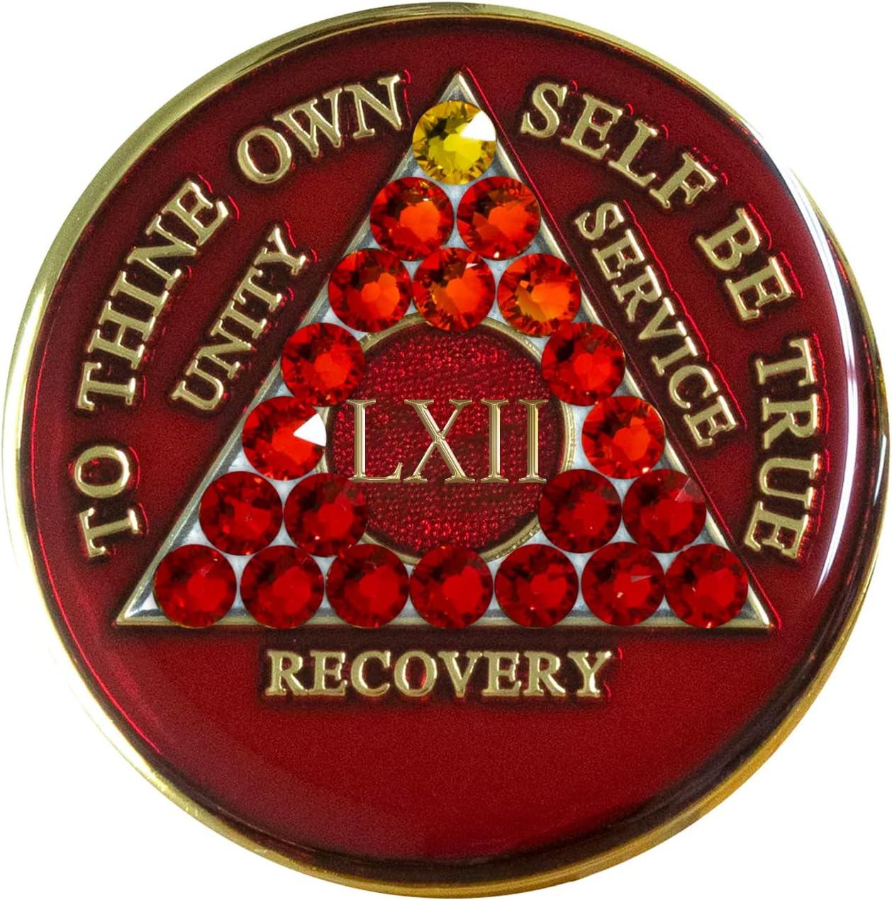 AA Chip | Sobriety Coin | Recovery Gift | Red Medallion with Transition Bling