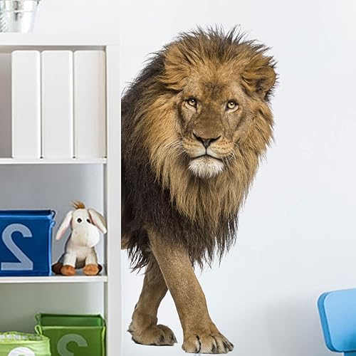 Miniatura 5 de Calcomanías de pared de animales de safari para sala de estar, murales de PVC extraíbles para despegar y pegar, decoración artística de animales