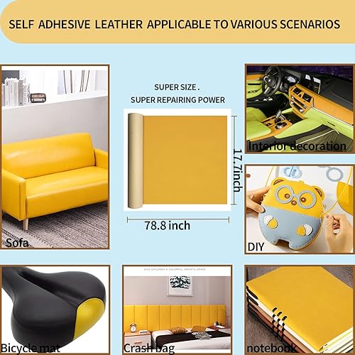Miniatura 6 de Cinta de reparación de cuero de gran tamaño, reparación adhesiva para cuero, 17.7 x 78.8 pulgadas, para sofás, asientos de automóvil, muebles,