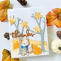 Vista 6 de Juego de sellos y troqueles de saludo de otoño para hacer tarjetas, sellos transparentes y troqueles de corte de metal para álbumes de recortes