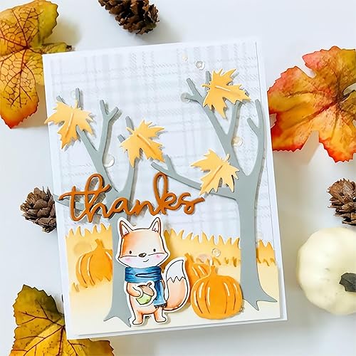 Miniatura 6 de Juego de sellos y troqueles de saludo de otoño para hacer tarjetas, sellos transparentes y troqueles de corte de metal para álbumes de recortes