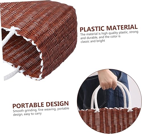 Miniatura 8 de Cabilock Cesta de la compra, cesta de plástico, cesta decorativa de flores, cesta de picnic ovalada, cesta de mercado, cesta de almacenamiento para