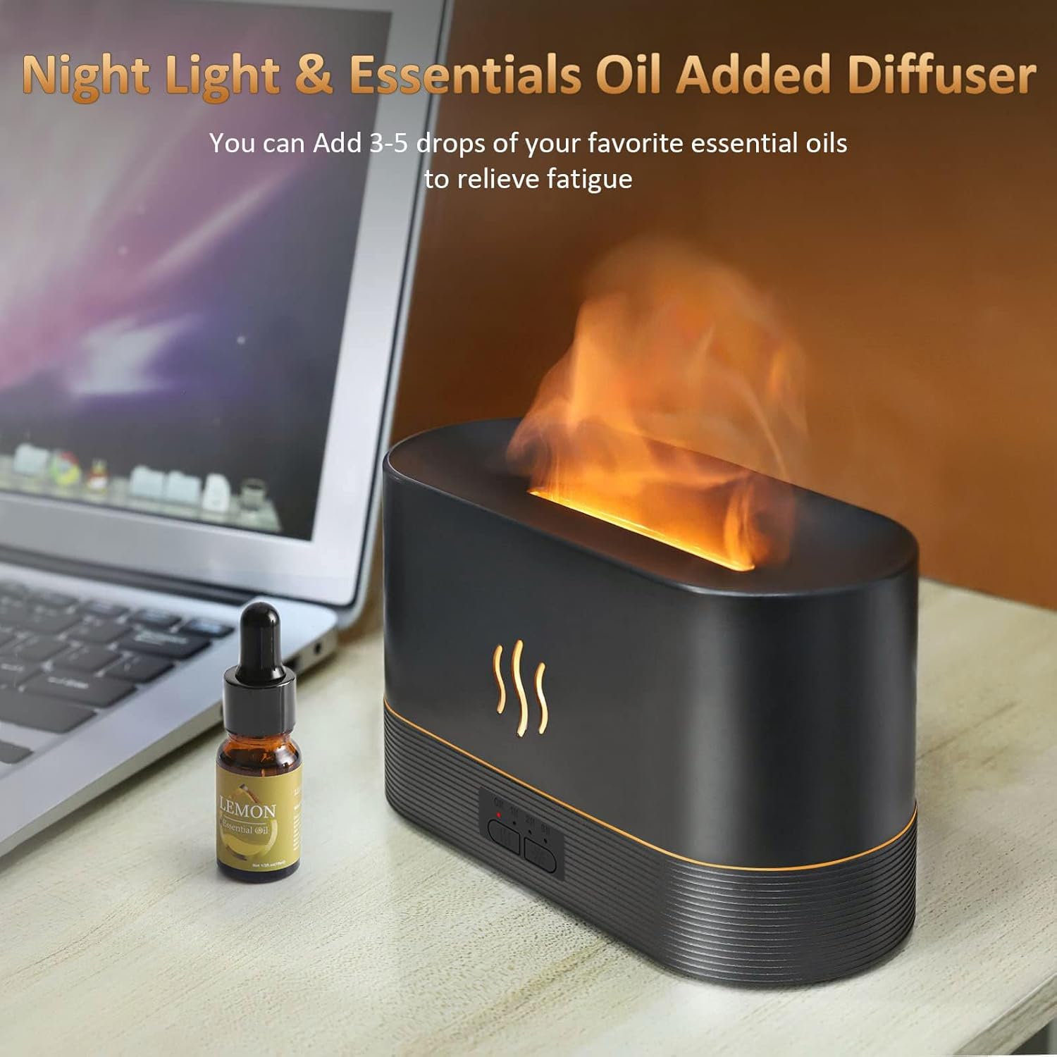 Depulat RGB Flame Diffuser HumidifierUltrasonic 300ml Fire Diffuser ...