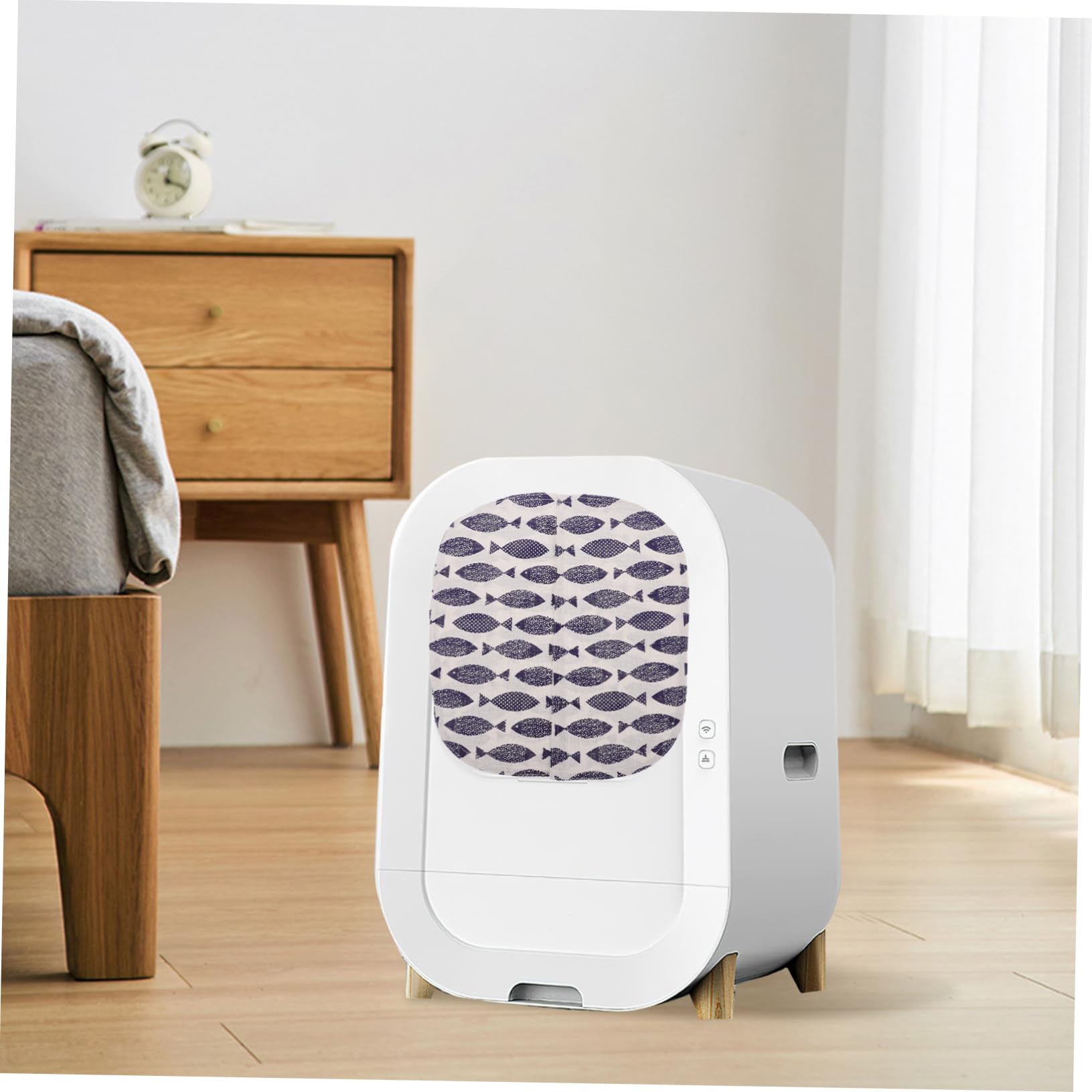 Yardwe Chat Automatique 2 Pièces Coton Lin Litière Rideaux Petit De Porte Bac à Litière De Porte