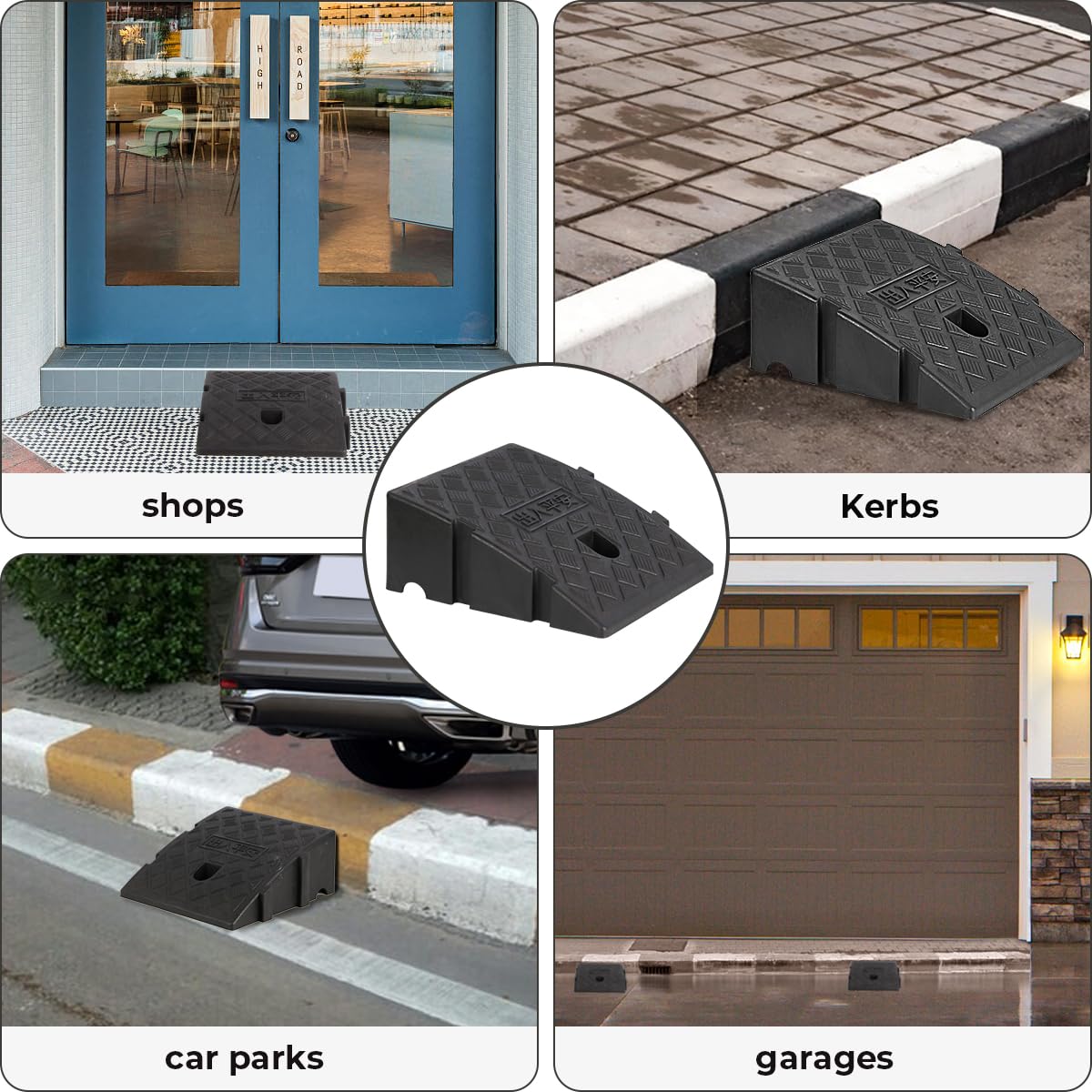 Storystore Rampa para bordillos, 2 unidades, portátil, para silla de ruedas, para bordillos, motos, autocaravanas y coches (25 x 27 x 7 cm)