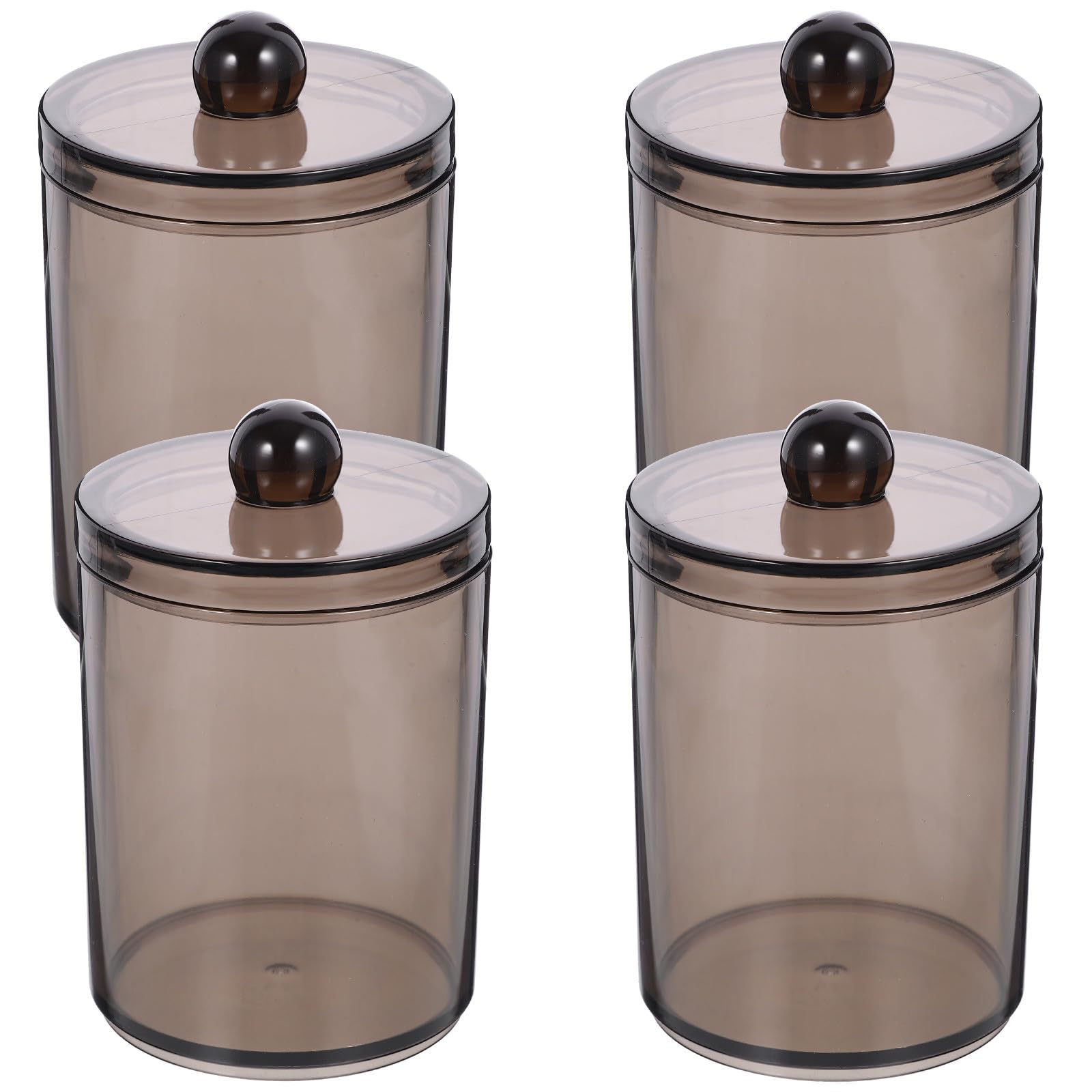 Organizador de algodón transparente de 4 piezas con tapas de plástico PS para baño