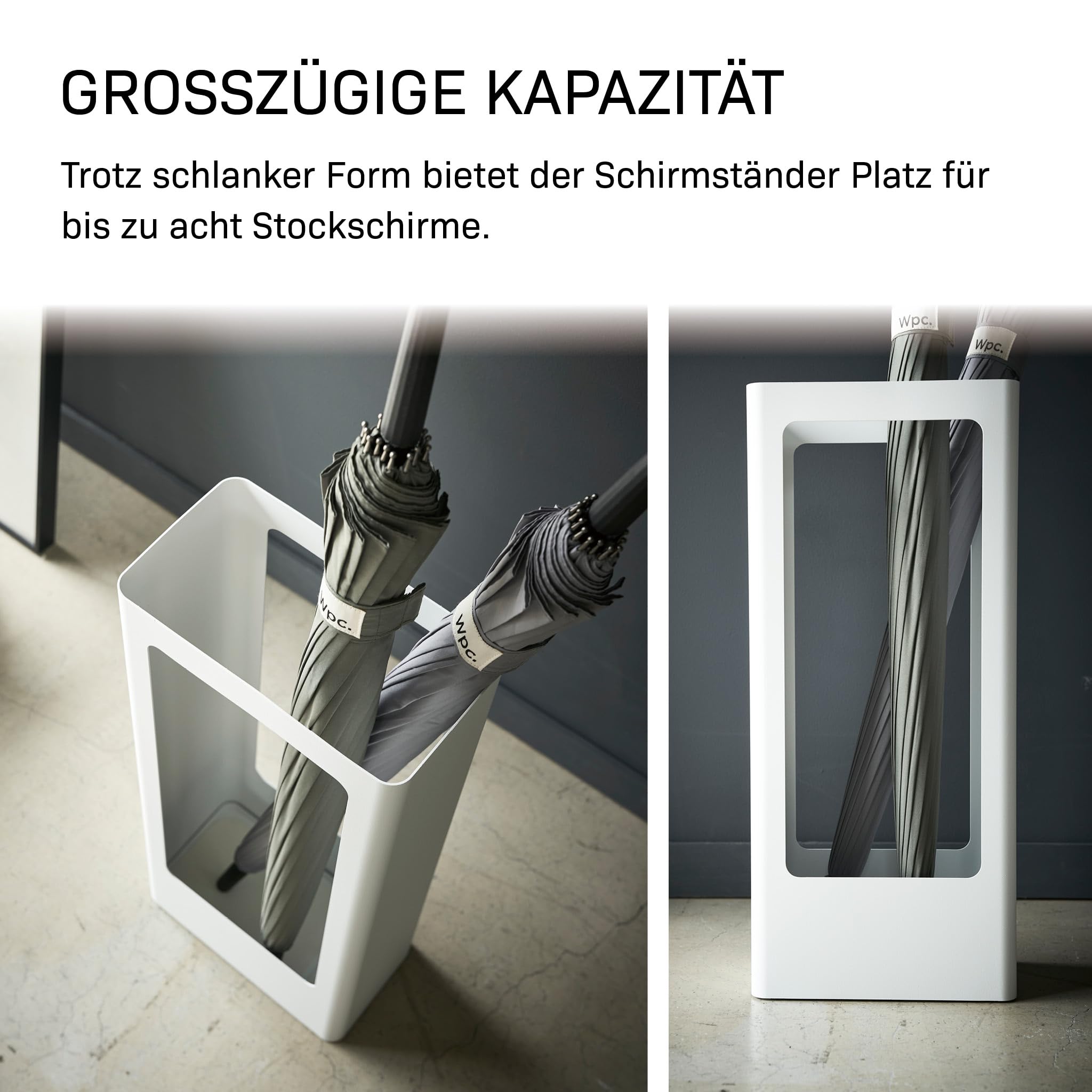 YAMAZAKI 4928 Tower Schirmständer, weiß, Stahl/Silikon, minimalistisch, 22 x 12 x 50 cm