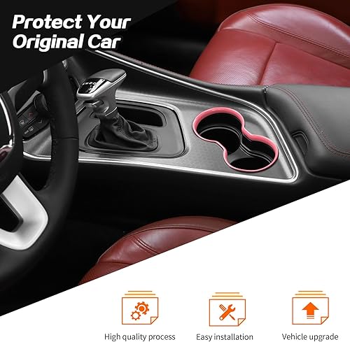 Miniatura 7 de JeCar Funda para portavasos delantero, accesorios interiores compatibles con Dodge Challenger 2015-2020 (rosa)