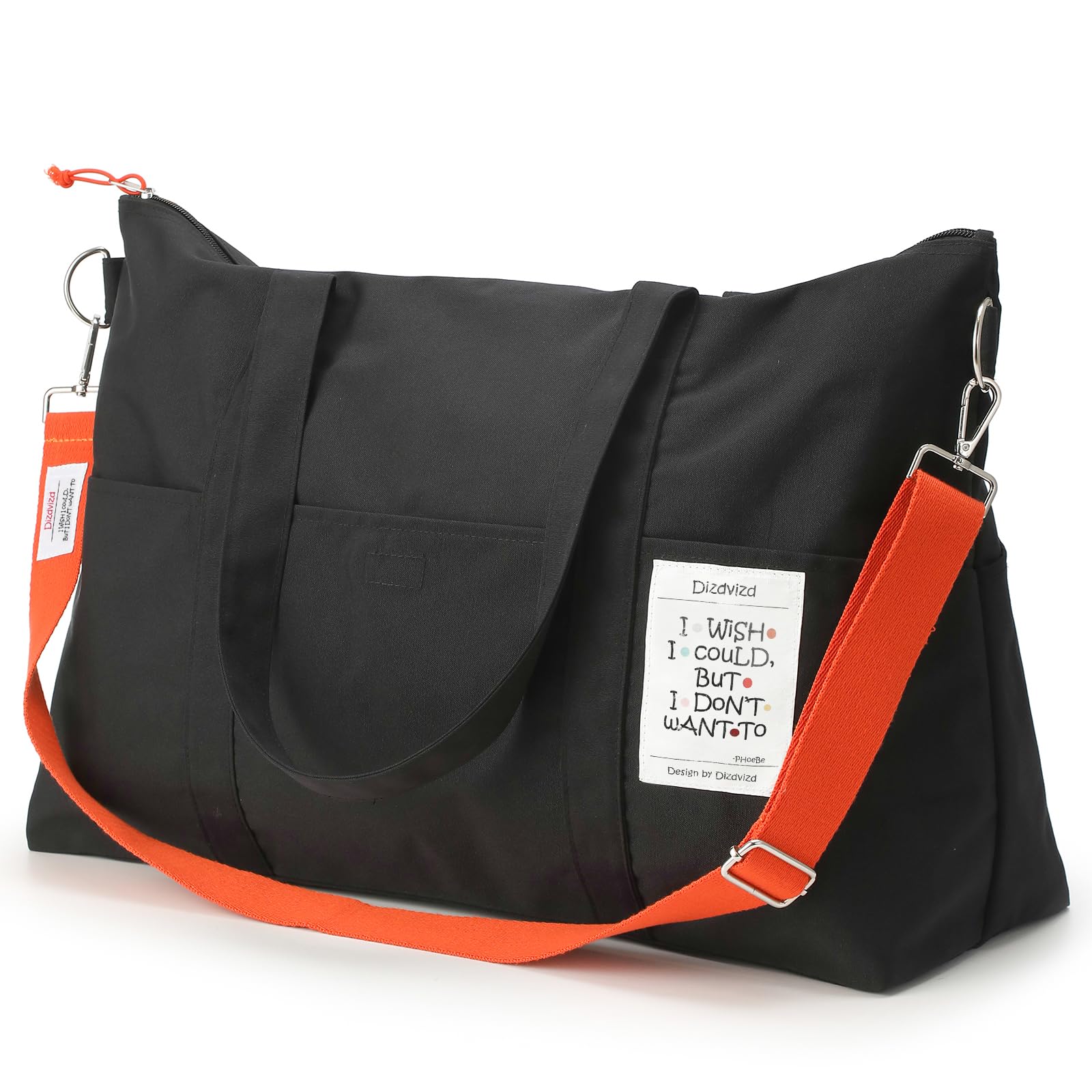 Borsa da Viaggio, Grande Capacità Borsa Sportiva per Donna, Piegabili Borsa Ospedale con Cerniera, Nylon Borsa Palestra Piccola, Borsa Cambio Neonato - Nero