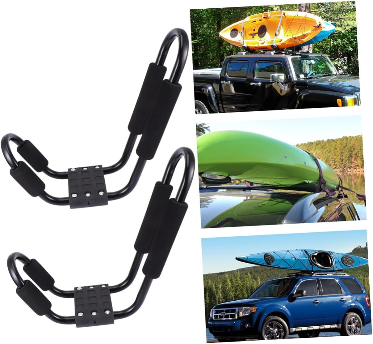 Detachable Kayak Roof Rack 2pcs Set Black Car Roof Storage Shelf for Canoe and Outdoor Water Sports Equipment