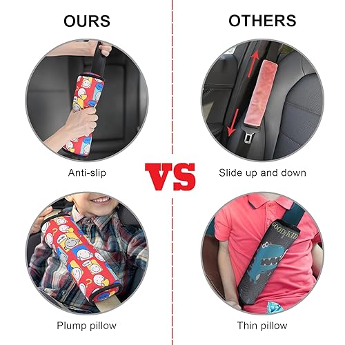 Miniatura 5 de WayToGo Funda para cinturón de seguridad para niños, bonito patrón de dibujos animados para niñas y niños, cojín para cinturón de seguridad para