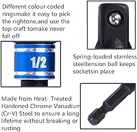 Vista 6 de Juego de extensión de adaptador de enchufe, 1/4, 3/8, vástago hexagonal de 1/2 pulgada, grado de impacto, convertidor de taladro eléctrico a zócalo