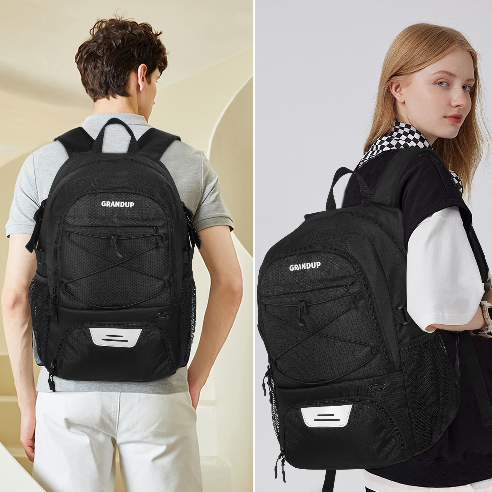 GRANDUP Mochila de baloncesto con compartimento para pelotas y zapatos. Se adapta a voleibol, fútbol, natación, gimnasio, viajes y escuela, bolsas de equipo de entrenamiento deportivo de gran