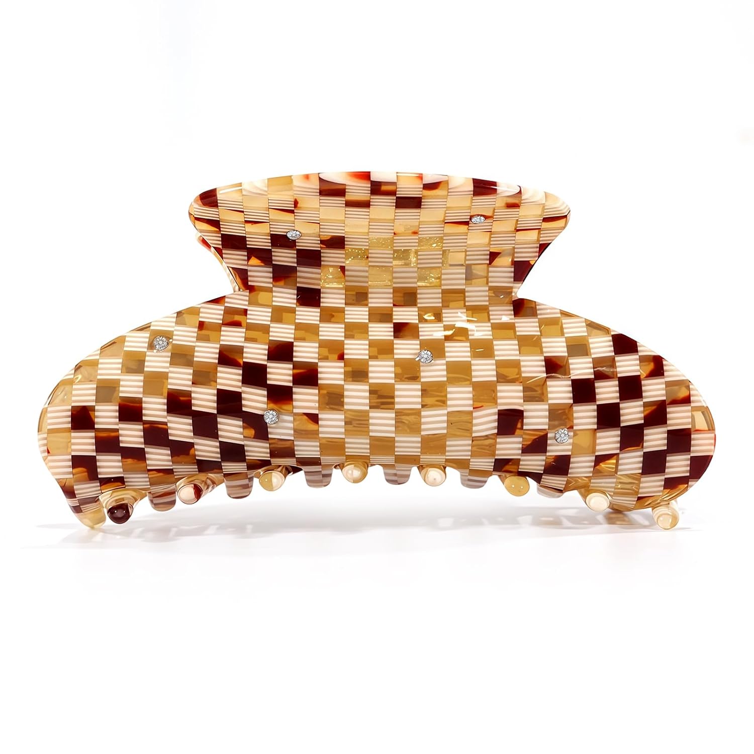 French Checkered Hair Claw Clips for Women - Premium Acetate Plaid Jaw Clips, Non-Slip Strong Hold Large Hair Accessories for Thick Hair (Night's Dream 1564)