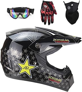 Motocross Helmet Set Full Face Motorcycle Helmet Lightweight and Comfortable Dirt Bike Off Road Motorbike Helmet DOT Appr...