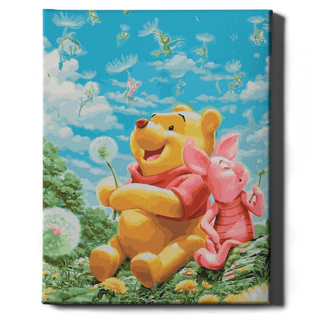 Oh Art! Malen Nach Zahlen für Kinder Anfänger Set Mit 3 Pinseln Acrylfarben Und Leinwand Gespannt Auf Holzrahmen Paint By Numbers DIY Bastelset 40 x 50 cm Mit Rahmen Winnie the Pooh