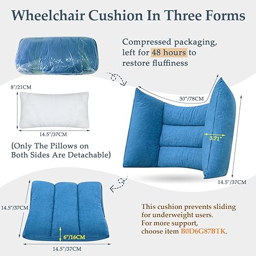 Miniatura 2 de Cojín para silla de ruedas para aliviar la presión, soporte lateral para personas mayores en silla de ruedas, cojín de apoyo para mejorar la postura