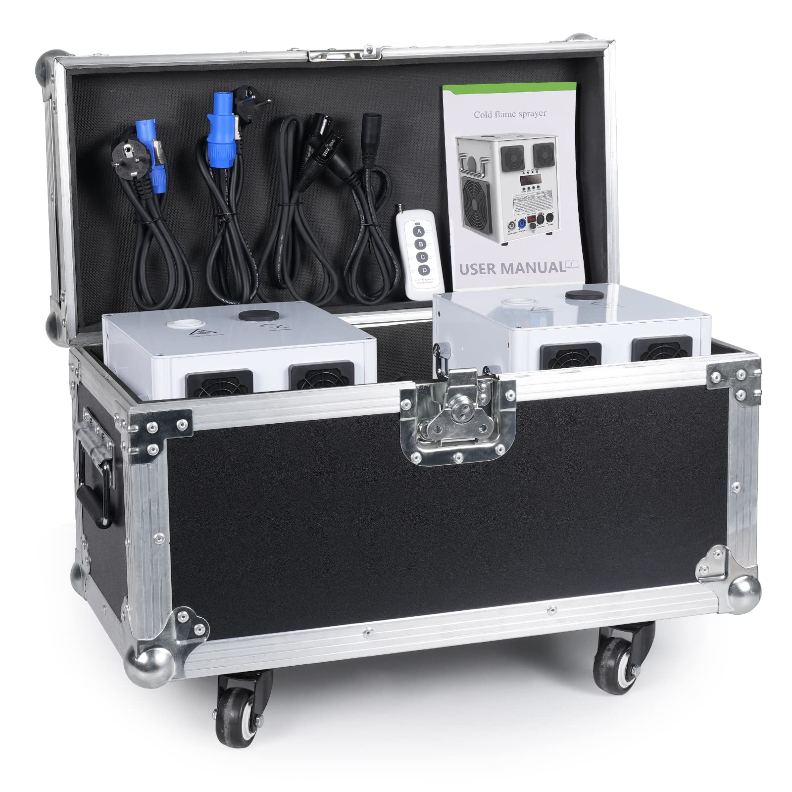 600W Cold Spark Machine mit Flightcase, Spark Machine Stage Effect mit Fernbedienung, Effekthöhe 1-5 Meter Stage Spezialeffekt Machine per DMX-512 in Big Show Hochzeitszeremonie Hochzeit, Bühne Party