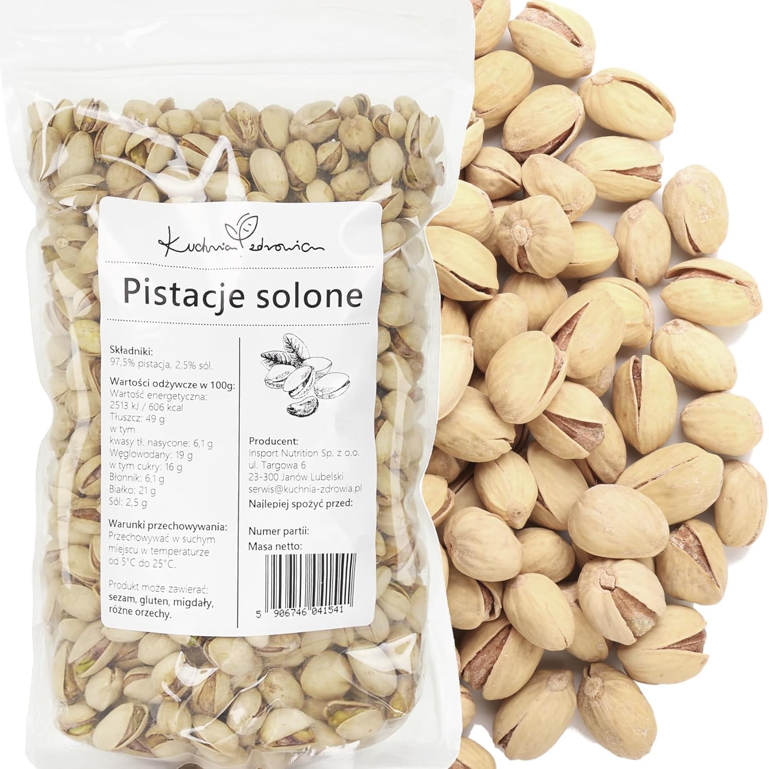 Pistaches Salées Naturelles 1 kg - Pistaches Croquantes Avec Sel, Riches En Fibres Et Source De Protéines, Idéales Pour Apéritif Et Snacks, Kuchnia Zdrowia