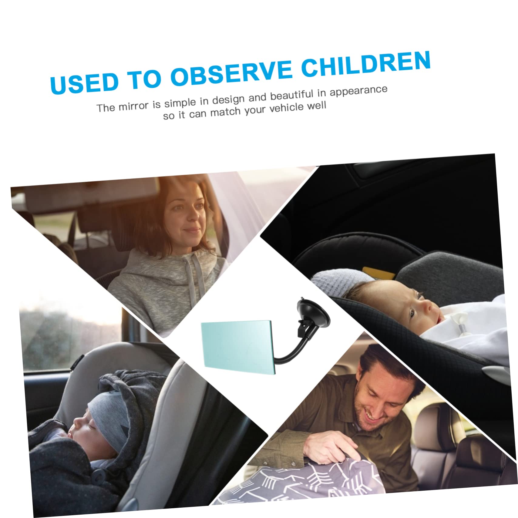 Yardwe 2 Piezas Espejo para Coche Niña Espejo Interior Rectangular para Monitorizar Asiento Trasero Material Ligero Fácil Instalación Visión y para Vigilancia