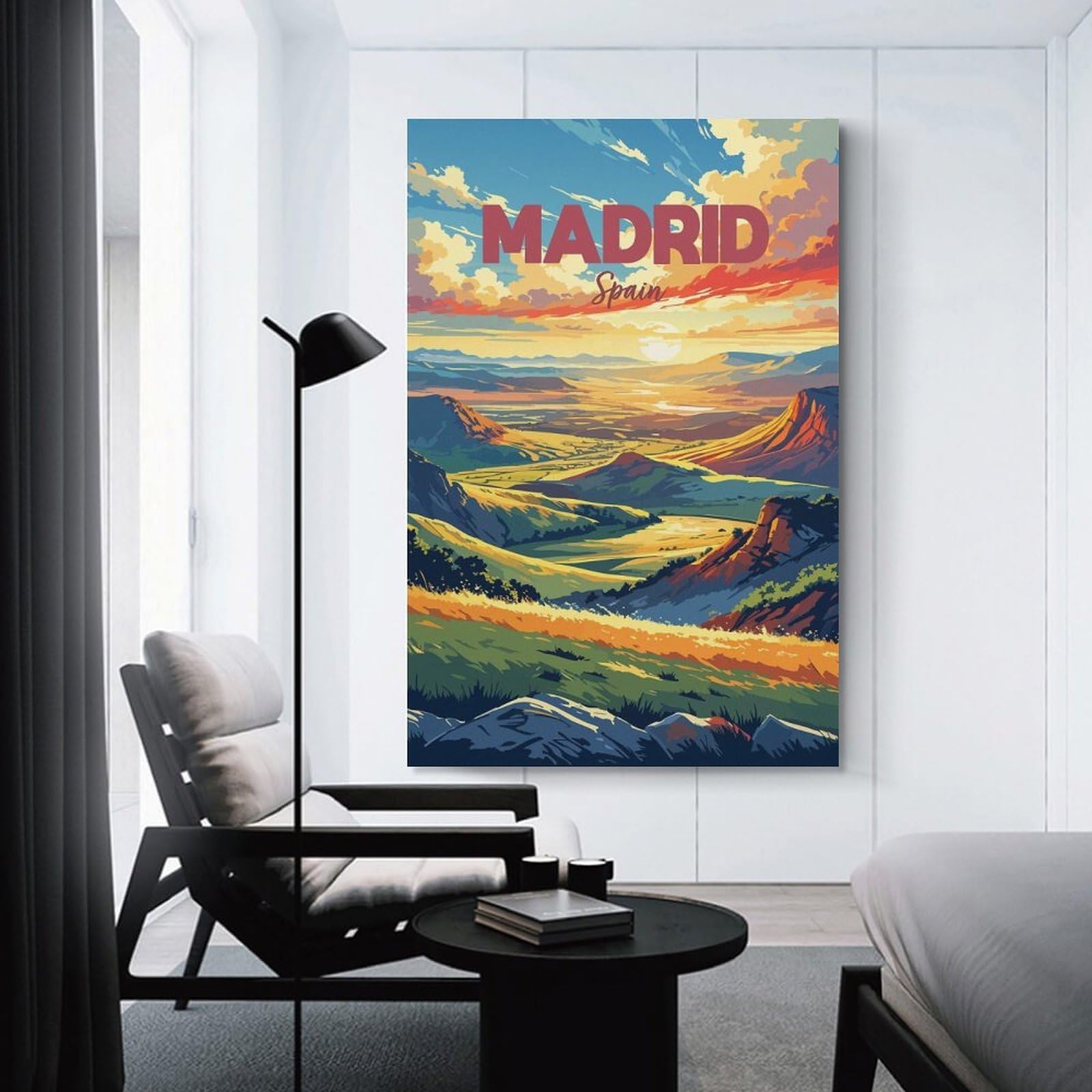 Junmoney Madrid, Spain Landscape Art Room Decor Wall Art, 20x30inch(50x75cm), for Office, Study Or Home Workspace, A Smart Decor Choice for Study Walls