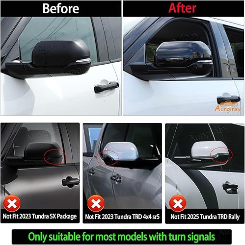 Miniatura 2 de Cubierta para espejo retrovisor de puerta de automóvil compatible con Toyota TundraSequoia 2022-2025 Protector de espejo retrovisor lateral