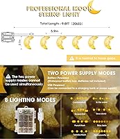 Vista 8 de AceList Guirnalda de luces de luna, 20 luces LED decorativas de 9.8 pies, funciona con USB y pilas para dormitorio, fiesta, dormitorio, campamento