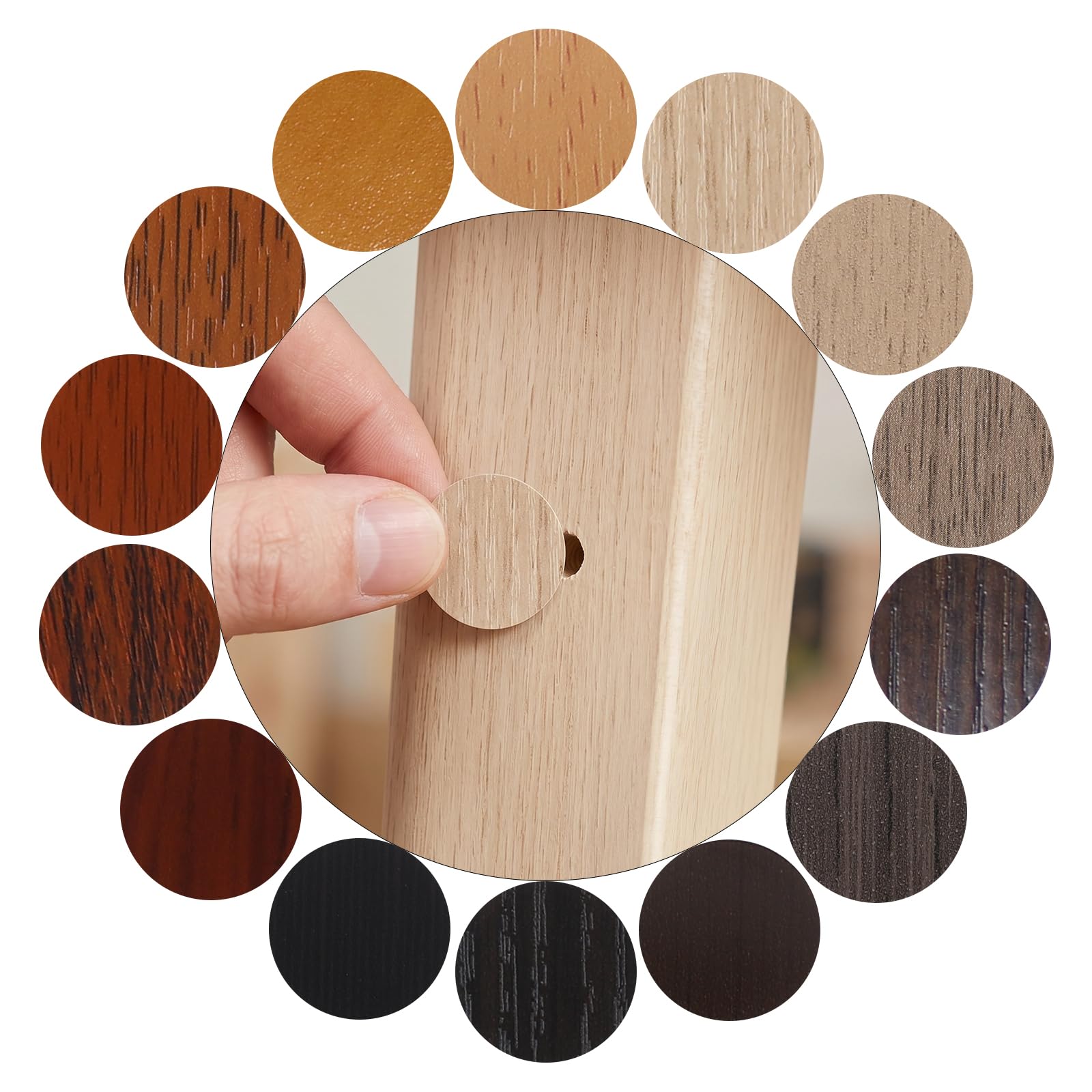 756pcs Screw Hole Covers Self Adhesive Caps Stick Waterproof Screw Hole Stickers 20mm Wood Texture Screws Sealing Cover Sticker for Wall Cabinets Desk Dustproof Wood Furniture Hole Repairing