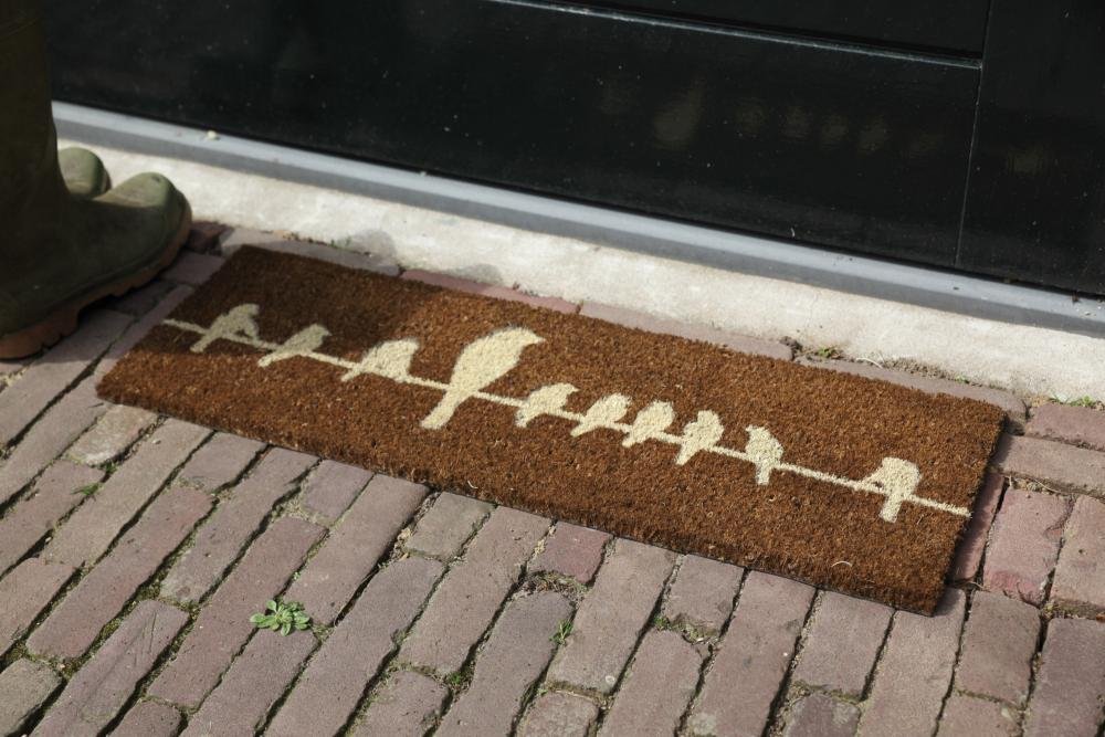 Coconut Fibre Doormat Bird on a Branch Design-Beige, Braun, 8' x 2'6" - Image 2