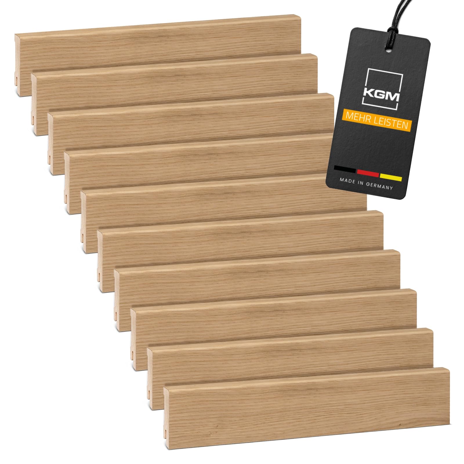 KGM Modern Sockelleiste Eiche – Massivholz – 2400 x 16 x 40 mm – 10 Stk