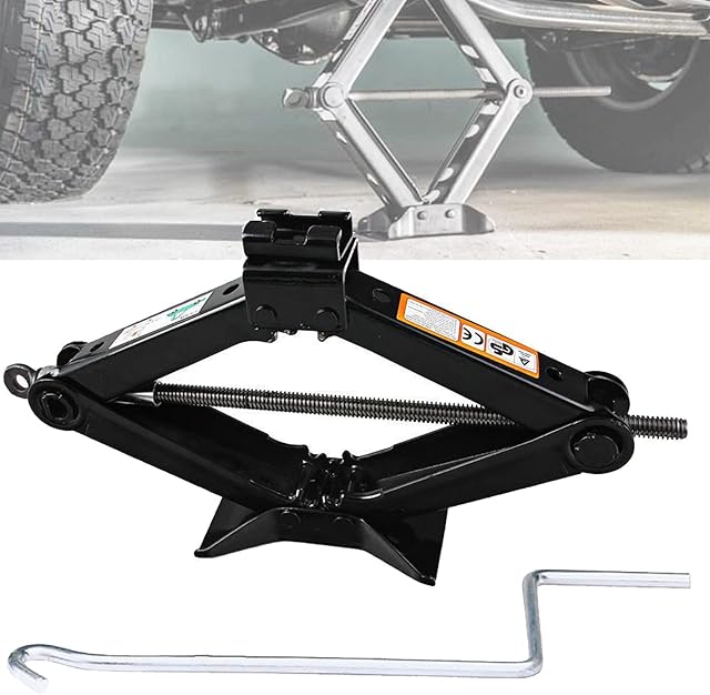 2 Ton Scissor Jack Lift Wind Up Car Van Garage Tool Black Steel Car Jack with Crank Handle for Ford Mondeo/Fiesta/Focus, Lifting Range from 4.2 inch to 15 inch, Easy to Use Car Tire Repair Hand Tool