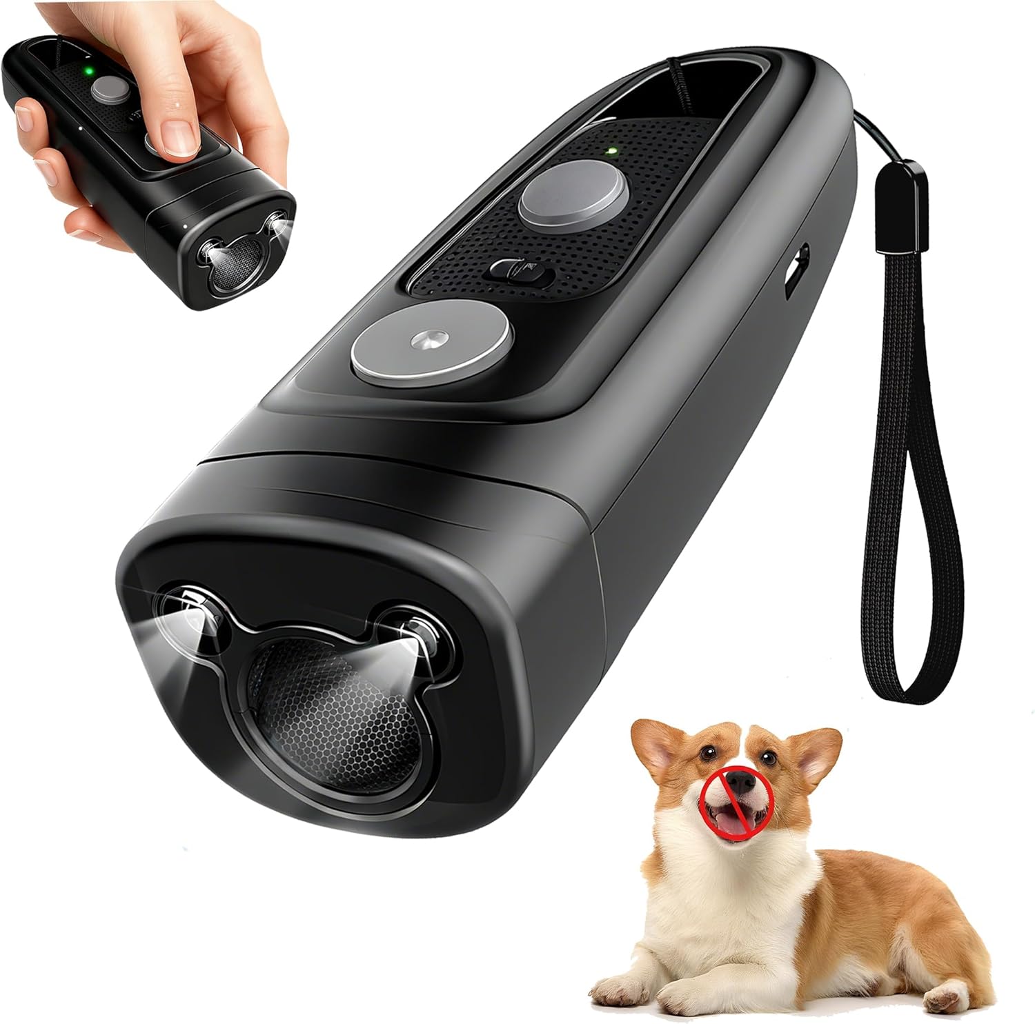 Dog Barking Control Devices,Dog Training Device-Dog Training，Training/Deterrent Mode，Train and Control Your Dog,Effective Barking Control Device LED Flashlight for Training Behavior Correction-Black